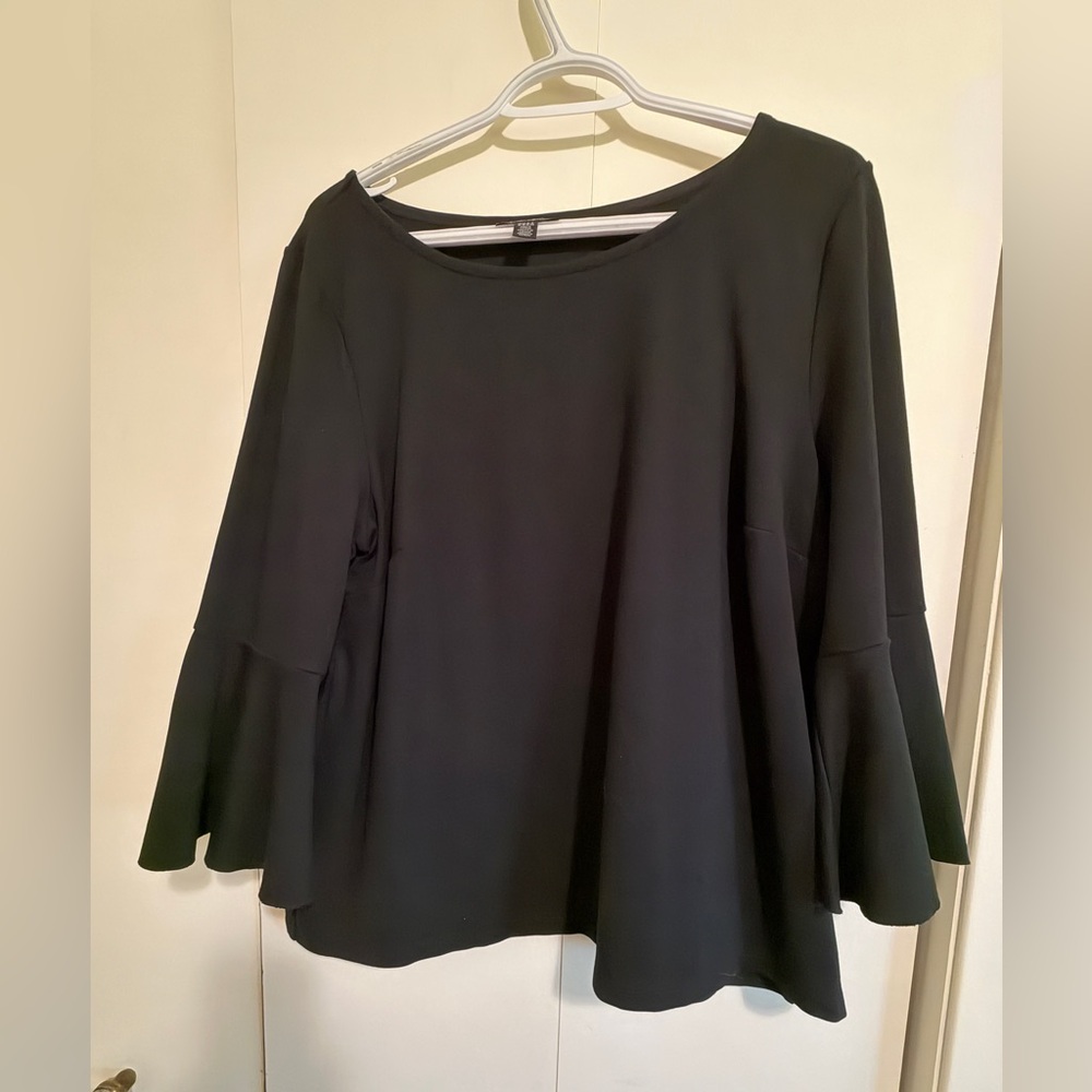 Lord & Taylor Bell Sleeve Black Top